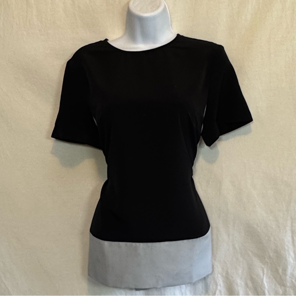 D-49 Banana Republic Black &โ Gray Short Sleeve Pullover Blouse Size M